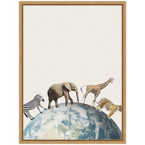 Kate & Laurel Sylvie Animals Walk Across The Planet Framed Canvas By July Art Prints