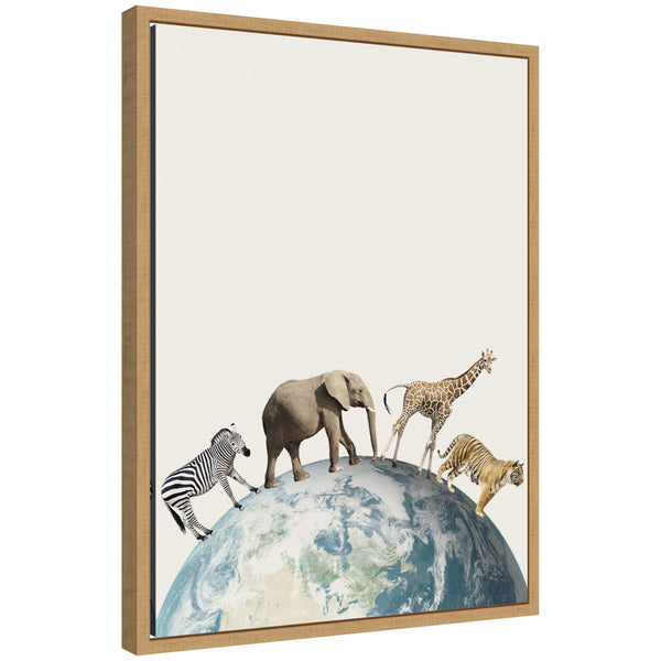 kate & laurel Sylvie Animals Walk Across the Planet Framed Canvas by July Art Prints