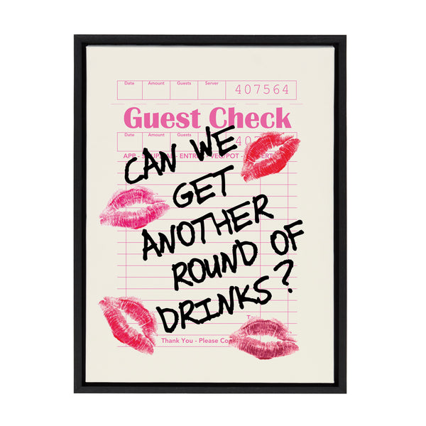 Kate & Laurel Sylvie Another Round Guest Check Framed Canvas By Alli Standefer