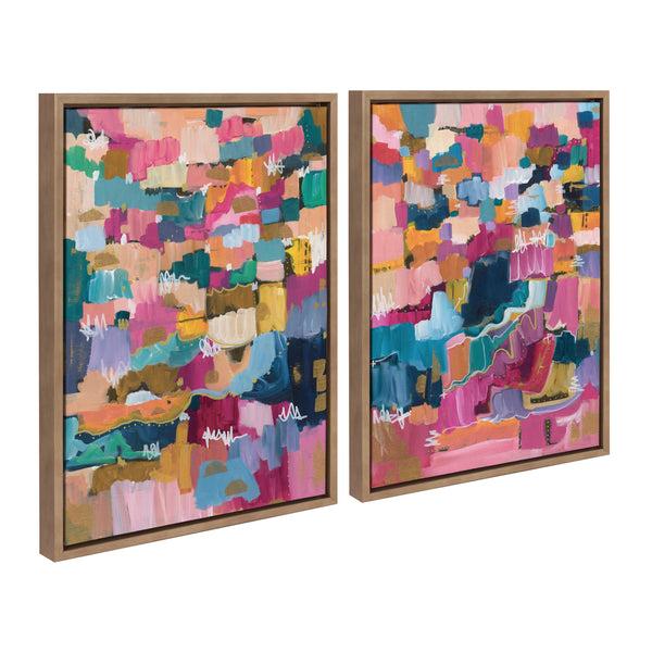 kate & laurel Sylvie Applause Framed Canvas Set by Leah Nadeau