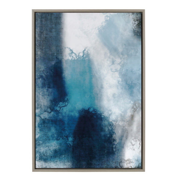 kate & laurel Sylvie Aqua Abstract 1 Framed Canvas by Amy Lighthall