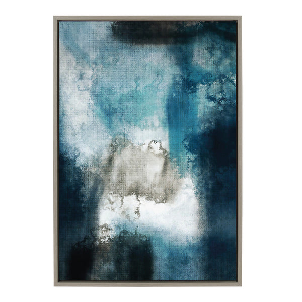 kate & laurel Sylvie Aqua Abstract 2 Framed Canvas by Amy Lighthall