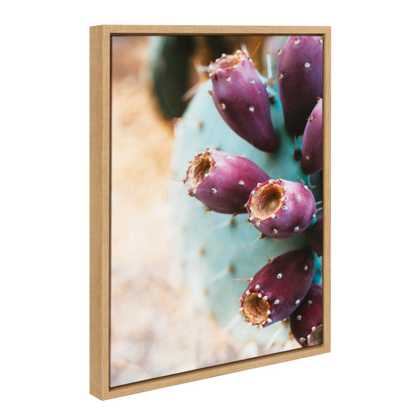 Kate & Laurel Sylvie Arizona Prickly Pear Cactus Framed Canvas By Stephanie Klatt