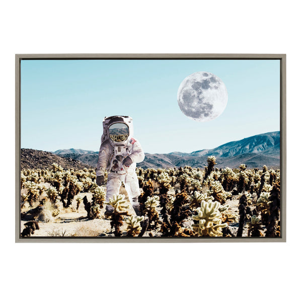 Kate & Laurel Sylvie Astronaut Planet Desert Moon Framed Canvas By July Art Prints