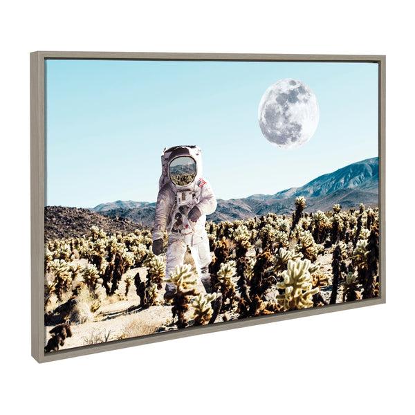 kate & laurel Sylvie Astronaut Planet Desert Moon Framed Canvas by July Art Prints