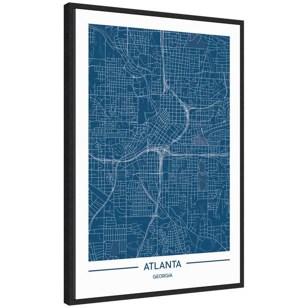 kate & laurel Sylvie Atlanta Map Regal Blue Framed Canvas by Jake Goossen