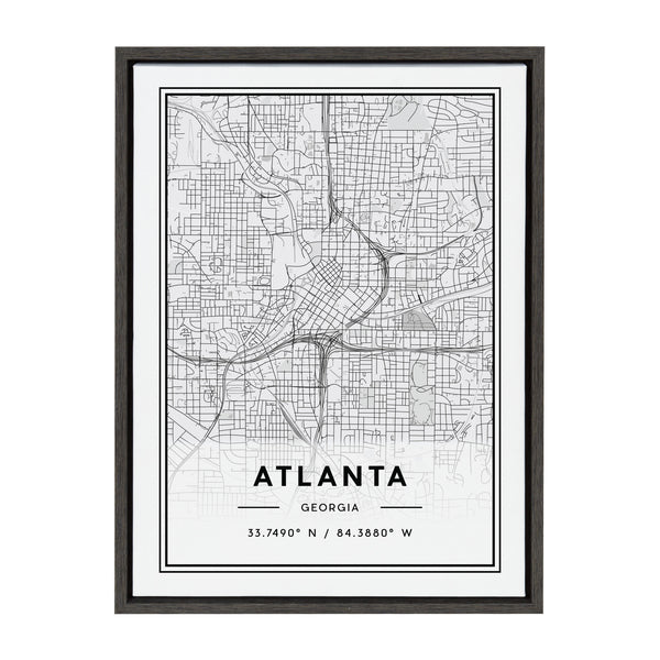 kate & laurel Sylvie Atlanta Modern Map Framed Canvas by Jake Goossen