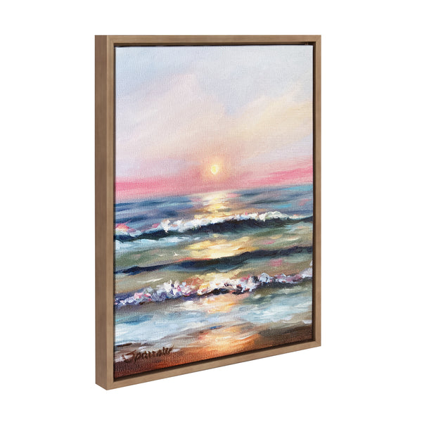 Kate & Laurel Sylvie Atlantic Sunset Framed Canvas By Mary Sparrow