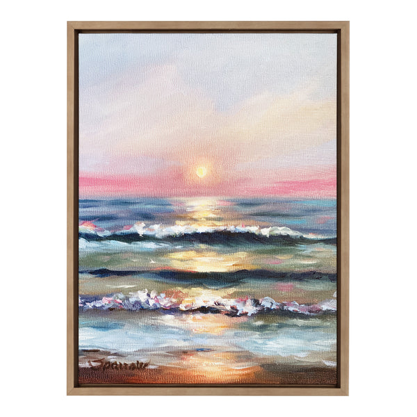 Kate & Laurel Sylvie Atlantic Sunset Framed Canvas By Mary Sparrow