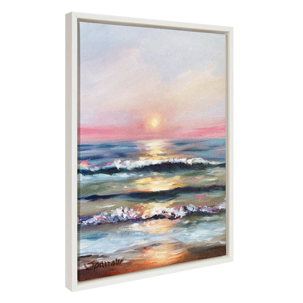 kate & laurel Sylvie Atlantic Sunset Framed Canvas by Mary Sparrow