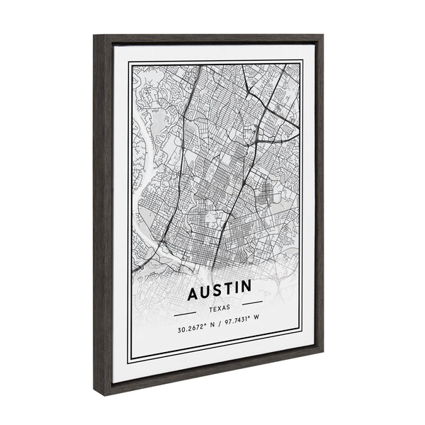 Kate & Laurel Sylvie Austin Modern Map Framed Canvas By Jake Goossen