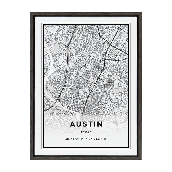 kate & laurel Sylvie Austin Modern Map Framed Canvas by Jake Goossen