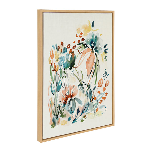 Kate & Laurel Sylvie Awakening Peach Framed Canvas By Sara Berrenson
