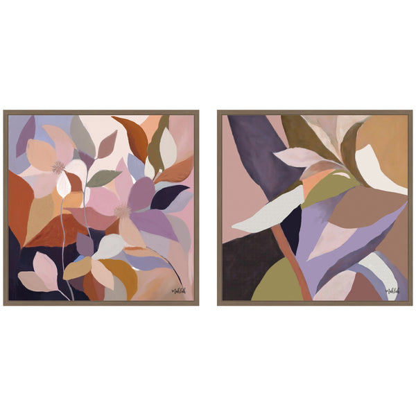 Kate & Laurel Sylvie Azure Leaves And Stems Framed Canvas Art Set By Inkheart Designs