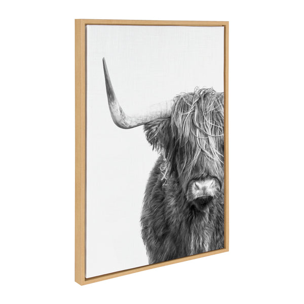 kate & laurel Sylvie B&W Highland Cow No. 1 Framed Canvas by Amy Peterson Art Studio