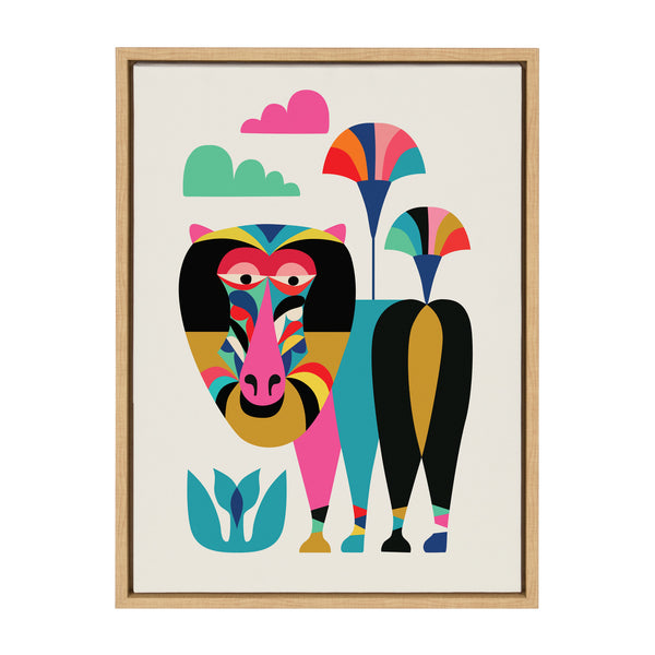 kate & laurel Sylvie Baboon Framed Canvas by Rachel Lee of My Dream Wall