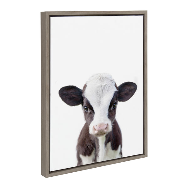 Kate & Laurel Sylvie Baby Cow Portrait Framed Canvas By Amy Peterson