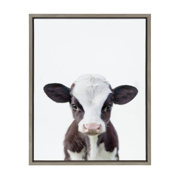 Kate & Laurel Sylvie Baby Cow Portrait Framed Canvas By Amy Peterson