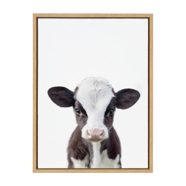 kate & laurel Sylvie Baby Cow Portrait Framed Canvas by Amy Peterson