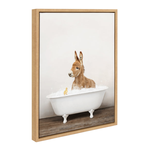 kate & laurel Sylvie Baby Donkey in Rustic Bath Framed Canvas by Amy Peterson Art Studio
