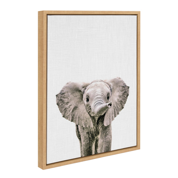 Kate & Laurel Sylvie Baby Elephant Color Framed Canvas By Simon Te Of Tai Prints