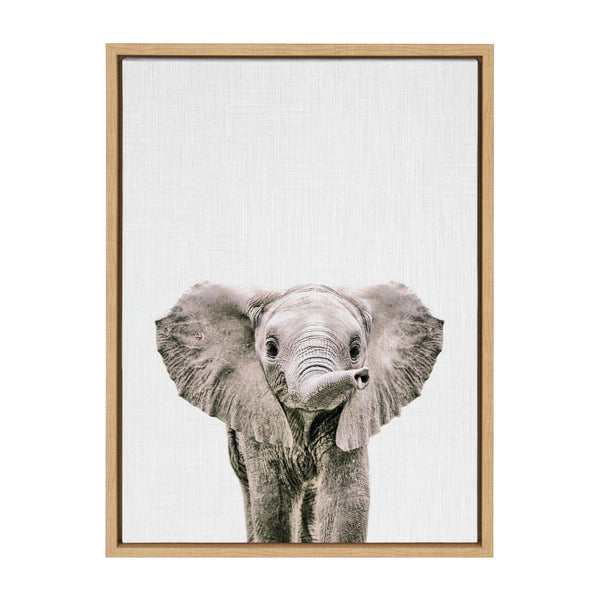 Kate & Laurel Sylvie Baby Elephant Color Framed Canvas By Simon Te Of Tai Prints