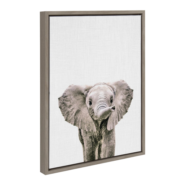 kate & laurel Sylvie Baby Elephant Color Framed Canvas by Simon Te of Tai Prints