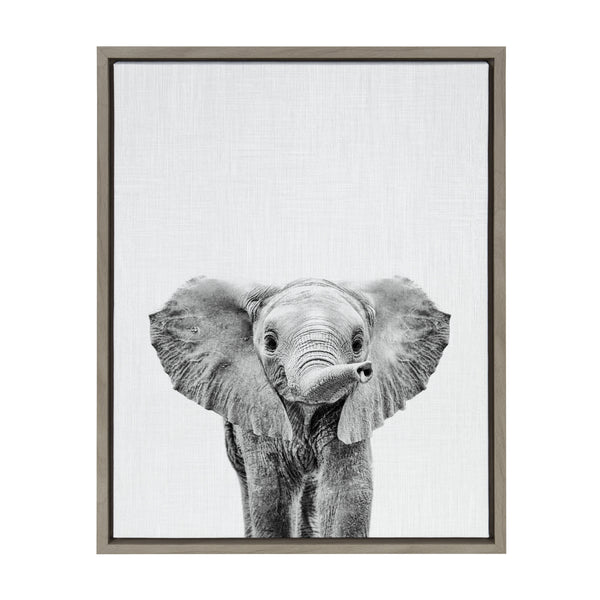 Kate & Laurel Sylvie Baby Elephant Framed Canvas By Simon Te