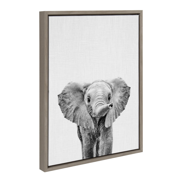 Kate & Laurel Sylvie Baby Elephant Framed Canvas By Simon Te