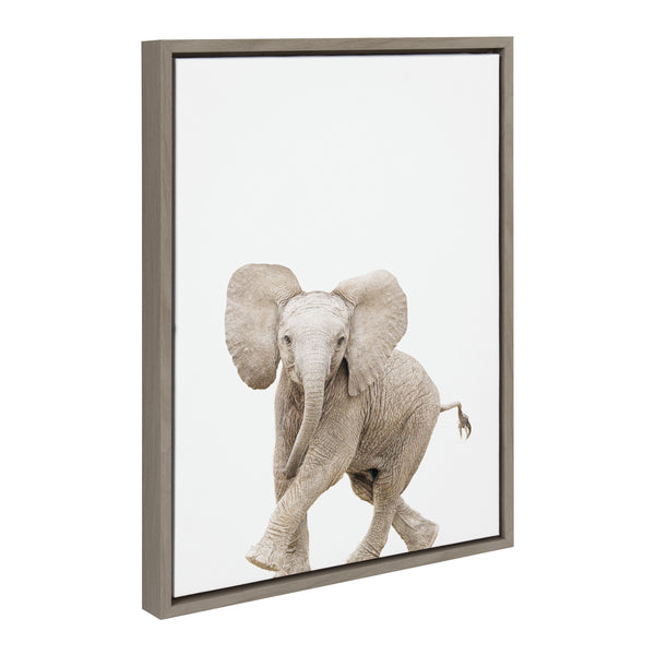 Kate & Laurel Sylvie Baby Elephant Walk Framed Canvas By Amy Peterson Art Studio