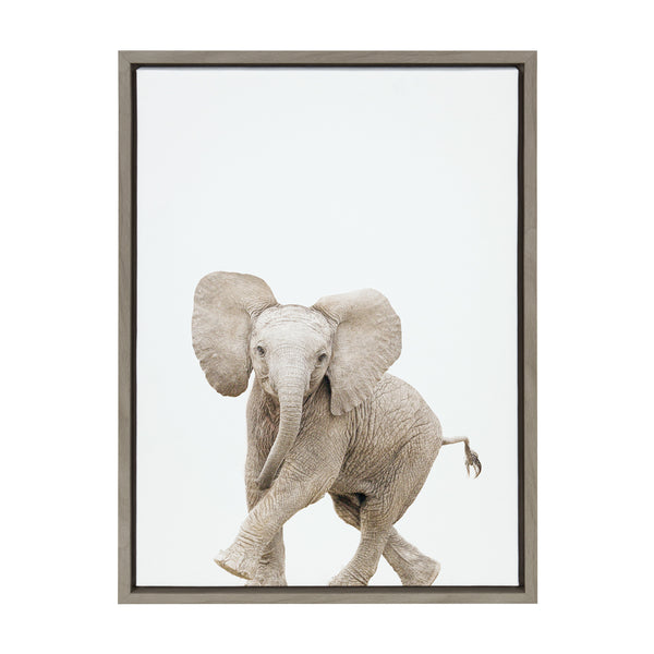 Kate & Laurel Sylvie Baby Elephant Walk Framed Canvas By Amy Peterson Art Studio