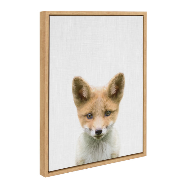 kate & laurel Sylvie Baby Fox Color Illustration Framed Canvas by Simon Te of Tai Prints