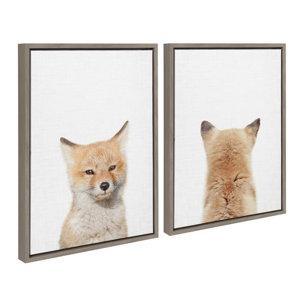 Kate & Laurel Sylvie Baby Fox Front And Back Framed Canvas By Amy Peterson Art Studio