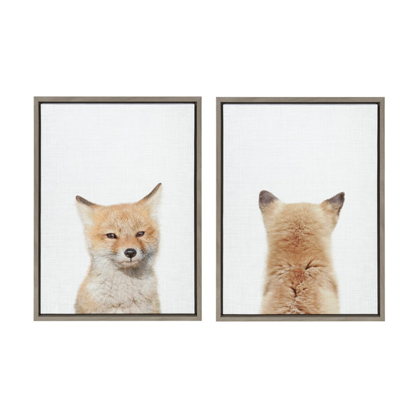 kate & laurel Sylvie Baby Fox Front and Back Framed Canvas by Amy Peterson Art Studio