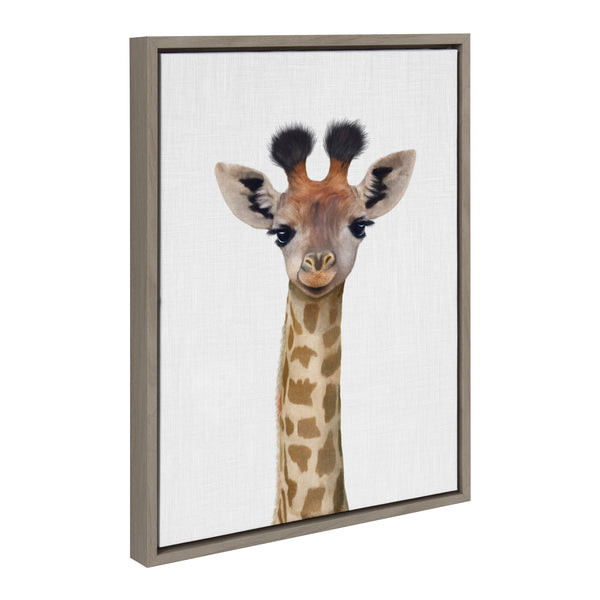 Kate & Laurel Sylvie Baby Giraffe Color Illustration Framed Canvas By Simon Te Of Tai Prints
