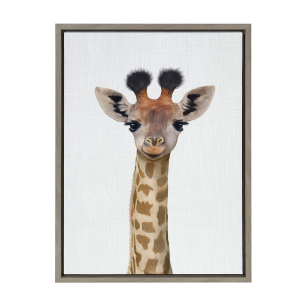 Kate & Laurel Sylvie Baby Giraffe Color Illustration Framed Canvas By Simon Te Of Tai Prints