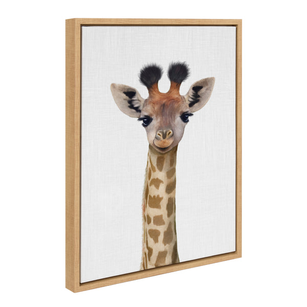 kate & laurel Sylvie Baby Giraffe Color Illustration Framed Canvas by Simon Te of Tai Prints