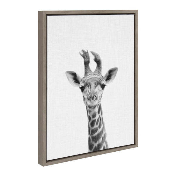 Kate & Laurel Sylvie Baby Giraffe Framed Canvas Wall Art By Simon Te Tai