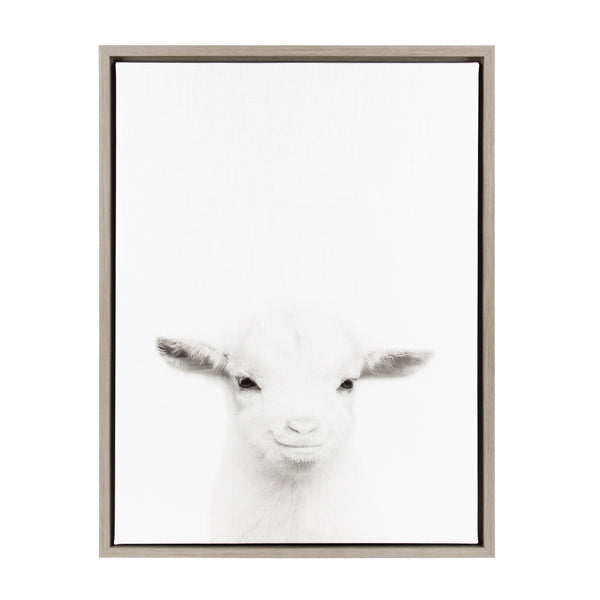 Kate & Laurel Sylvie Baby Goat Framed Canvas By Simon Te Tai