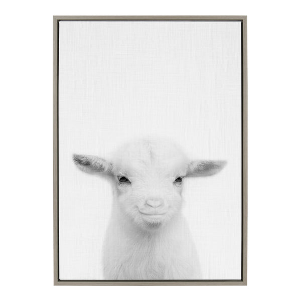 kate & laurel Sylvie Baby Goat Framed Canvas by Simon Te Tai