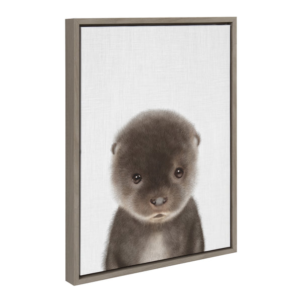 Kate & Laurel Sylvie Baby Otter Color Illustration Framed Canvas By Simon Te Of Tai Prints