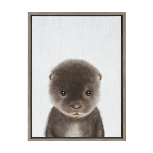 Kate & Laurel Sylvie Baby Otter Color Illustration Framed Canvas By Simon Te Of Tai Prints