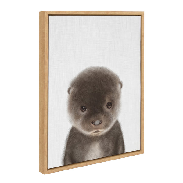 kate & laurel Sylvie Baby Otter Color Illustration Framed Canvas by Simon Te of Tai Prints