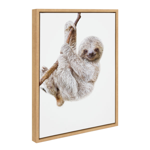 kate & laurel Sylvie Baby Sloth Hanging Around Framed Canvas by Amy Peterson Art Studio