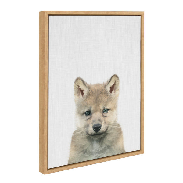 Kate & Laurel Sylvie Baby Wolf Color Illustration Framed Canvas By Simon Te Of Tai Prints