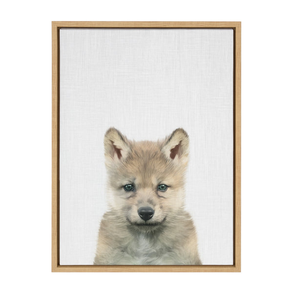 Kate & Laurel Sylvie Baby Wolf Color Illustration Framed Canvas By Simon Te Of Tai Prints