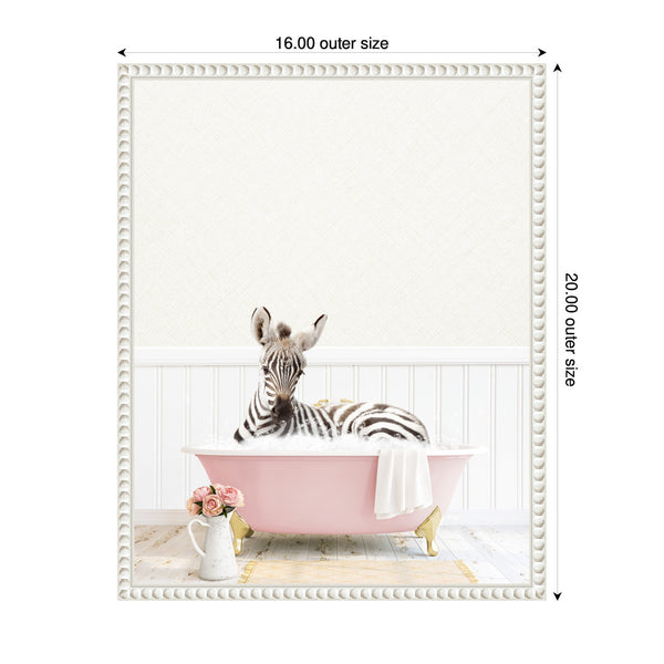 Kate & Laurel Sylvie Baby Zebra In Cottage Rose Bathtub Framed Canvas By Amy Peterson