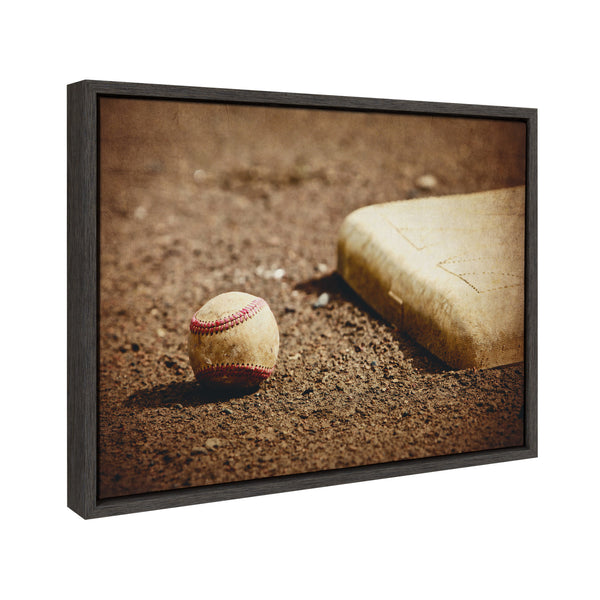 Kate & Laurel Sylvie Ball And Home Plate Framed Canvas By Shawn St. Peter