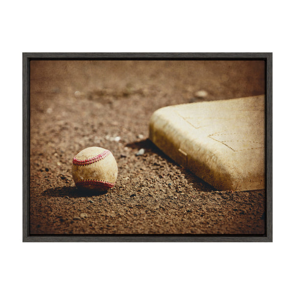 kate & laurel Sylvie Ball And Home Plate Framed Canvas by Shawn St. Peter