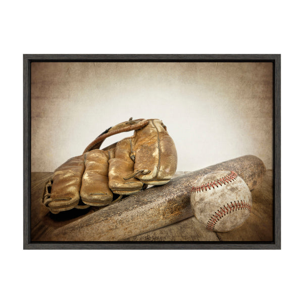 kate & laurel Sylvie Baseball Glove And Bat Framed Canvas by Shawn St. Peter